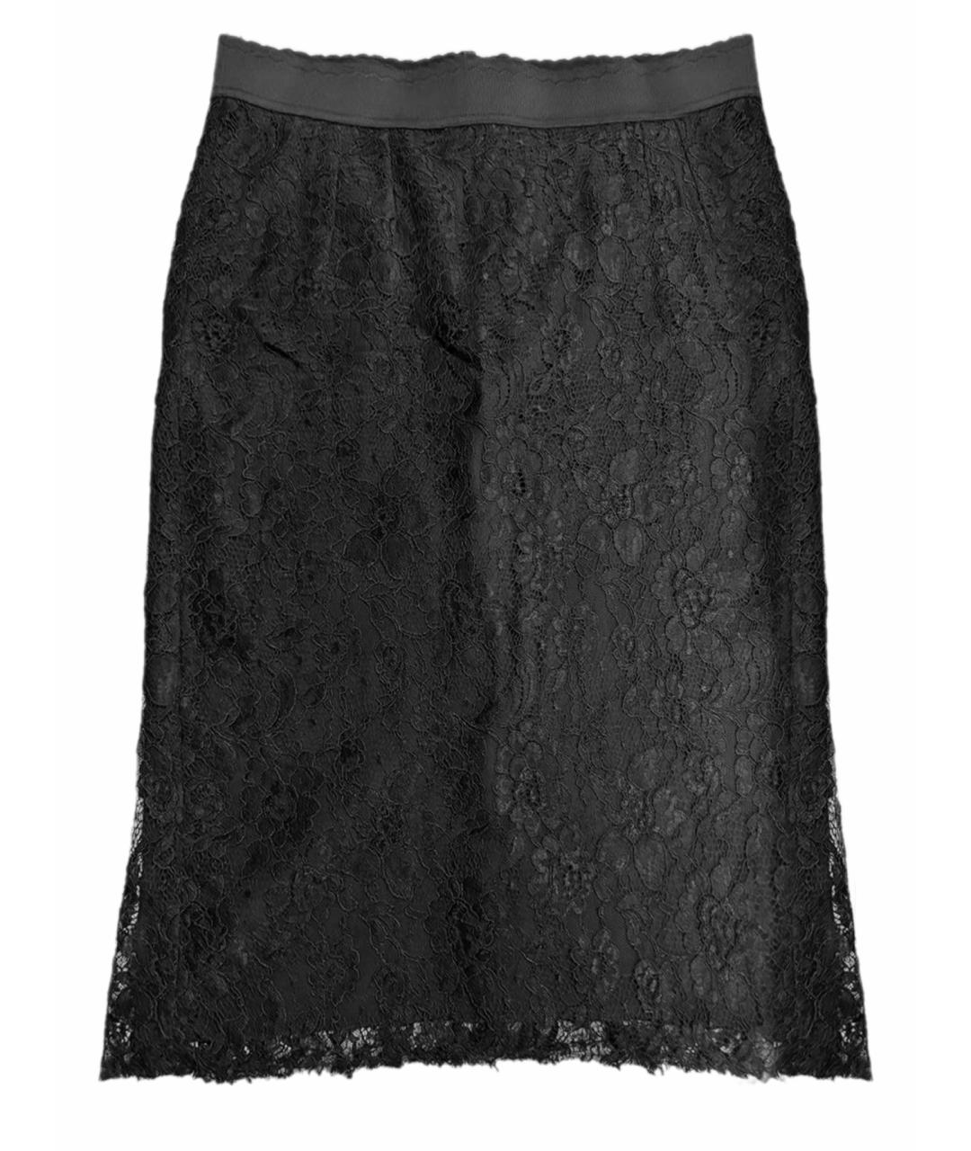 DOLCE&GABBANA Черная кружевная юбка миди, фото 1