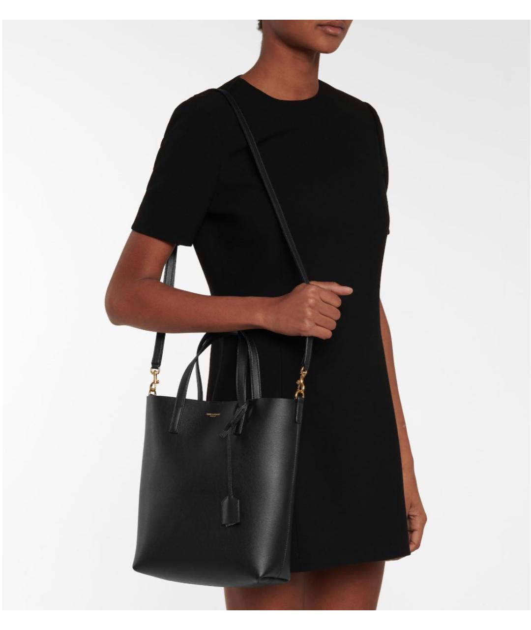 SAINT LAURENT Черная кожаная сумка через плечо, фото 2