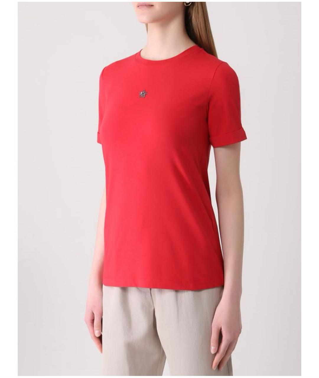 LORENA ANTONIAZZI Красная хлопко-эластановая футболка, фото 3
