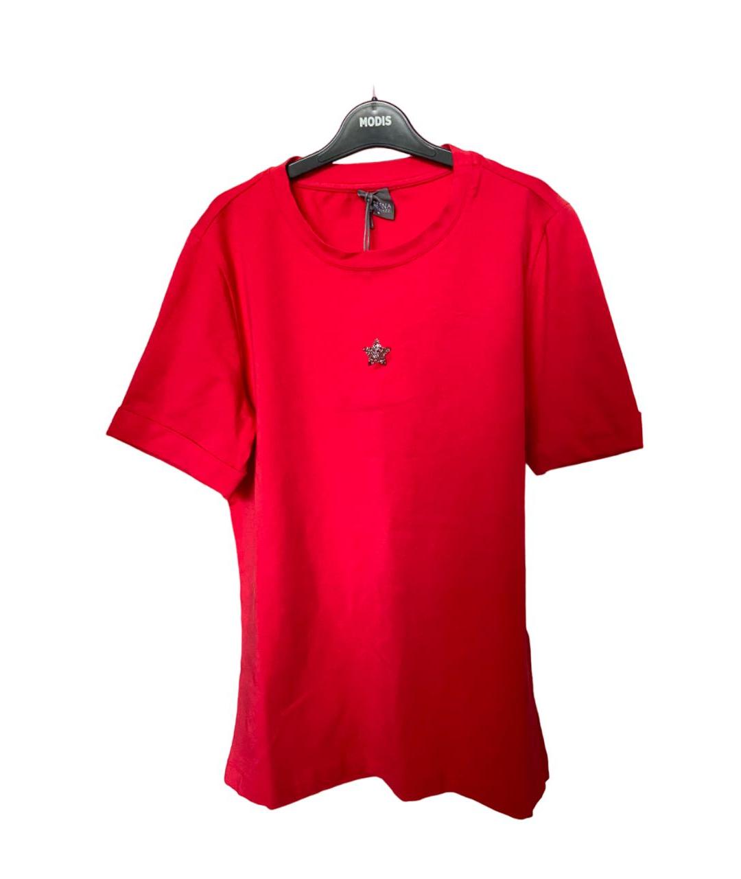 LORENA ANTONIAZZI Красная хлопко-эластановая футболка, фото 2