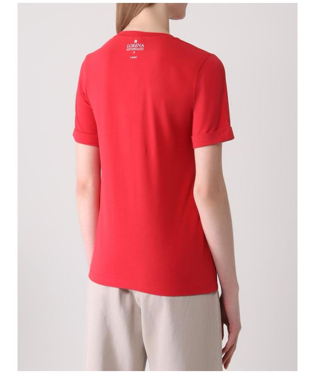 LORENA ANTONIAZZI Красная хлопко-эластановая футболка, фото 4