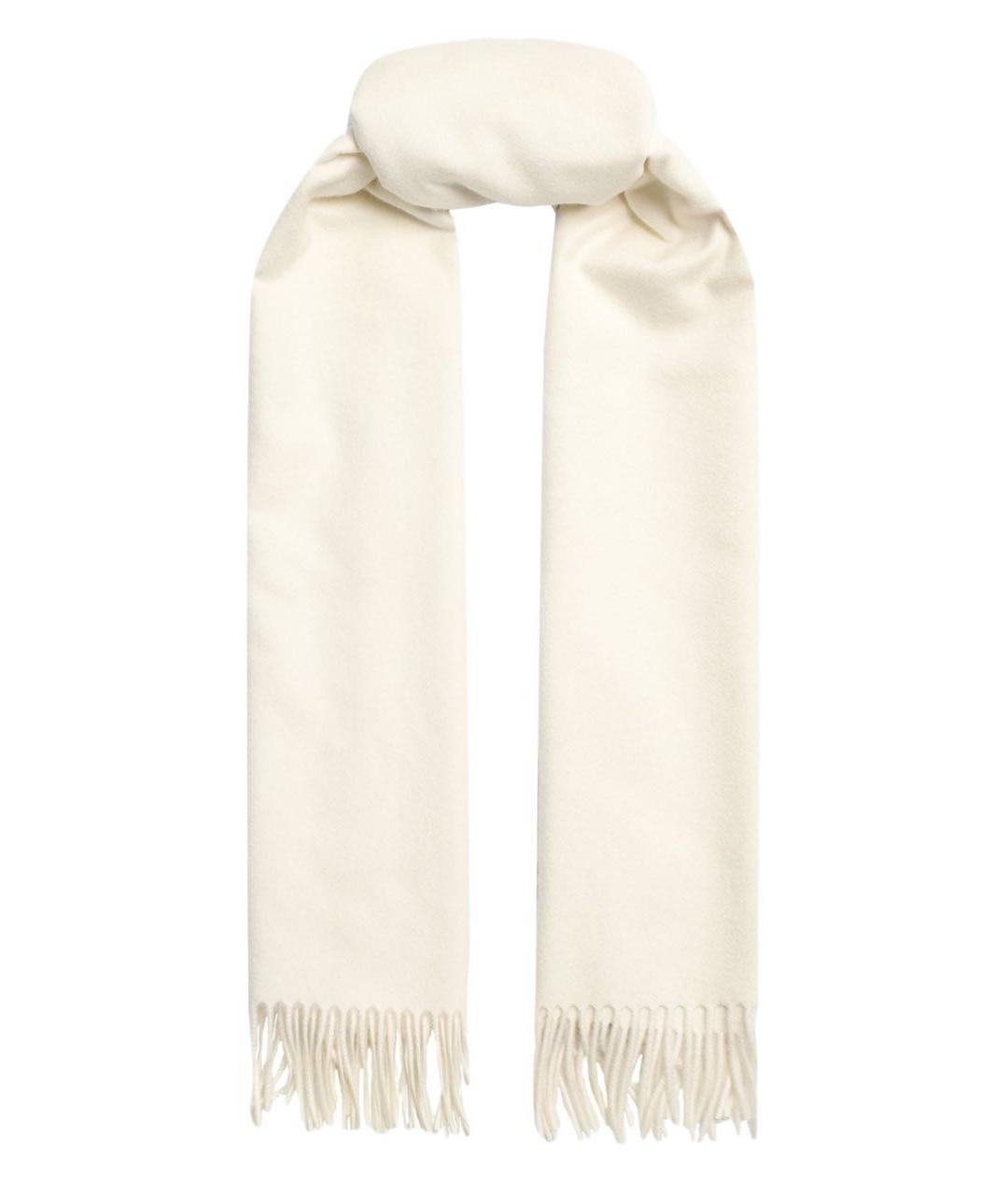HERMES Белый кашемировый шарф, фото 1
