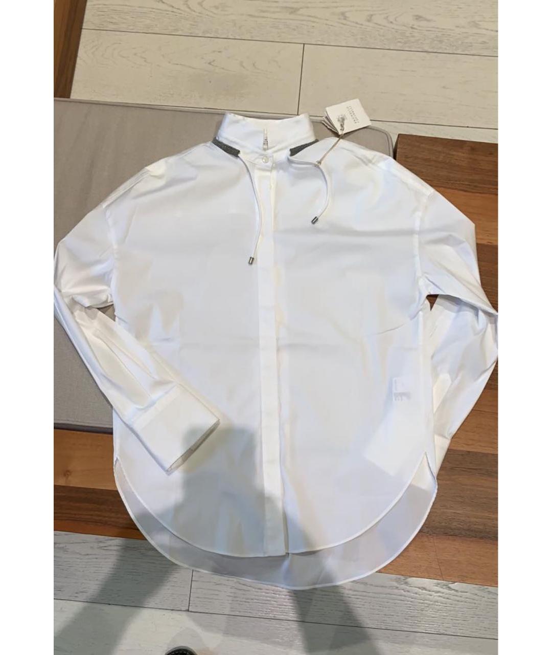 BRUNELLO CUCINELLI Белая хлопко-эластановая рубашка, фото 7