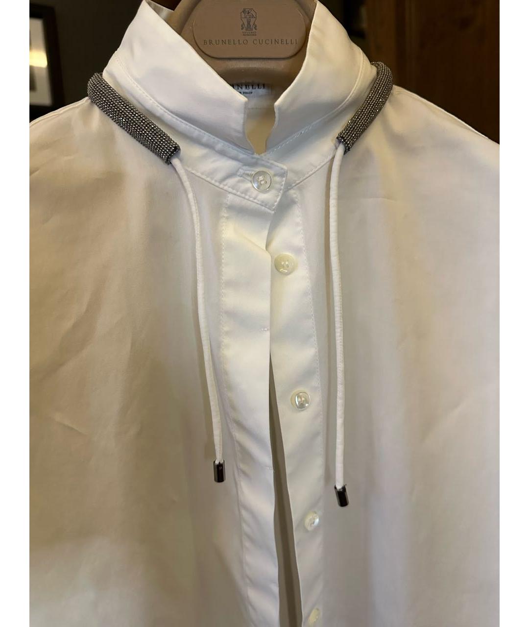 BRUNELLO CUCINELLI Белая хлопко-эластановая рубашка, фото 2