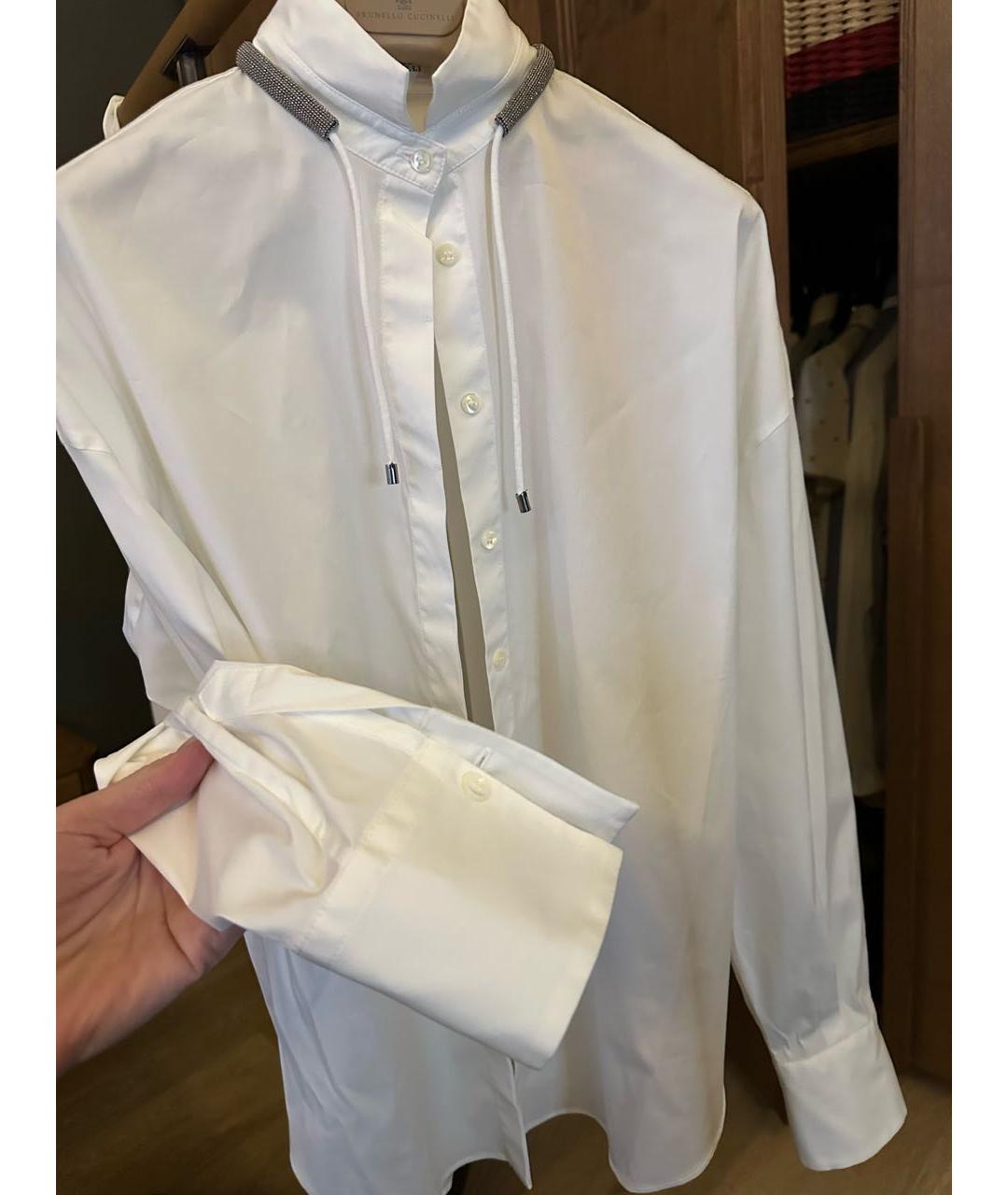BRUNELLO CUCINELLI Белая хлопко-эластановая рубашка, фото 3