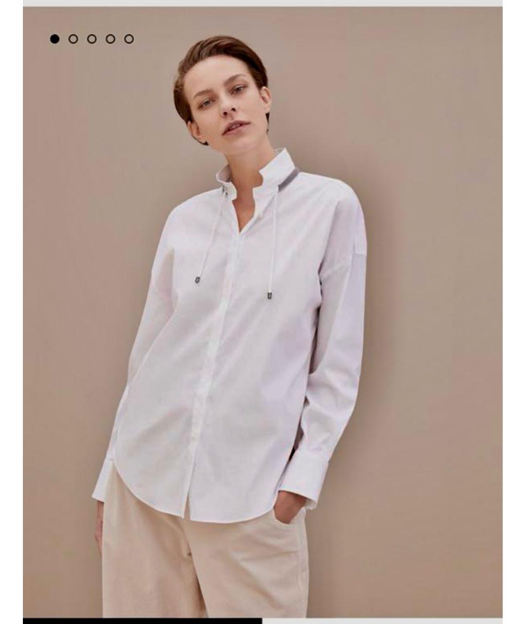 BRUNELLO CUCINELLI Белая хлопко-эластановая рубашка, фото 6