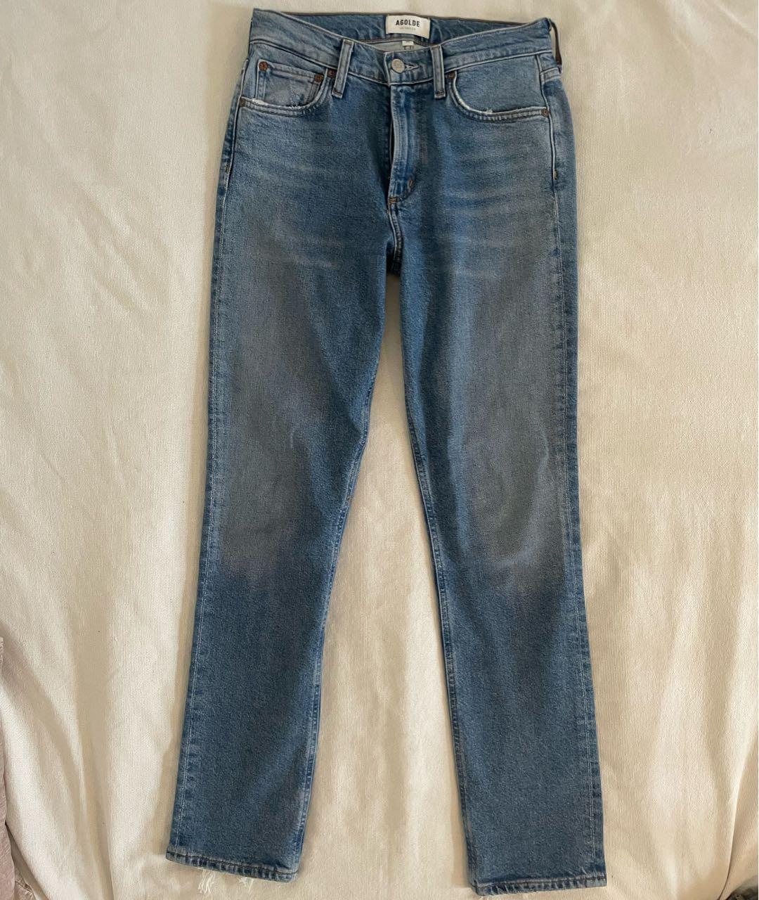 AGOLDE Голубые хлопковые прямые джинсы, фото 5