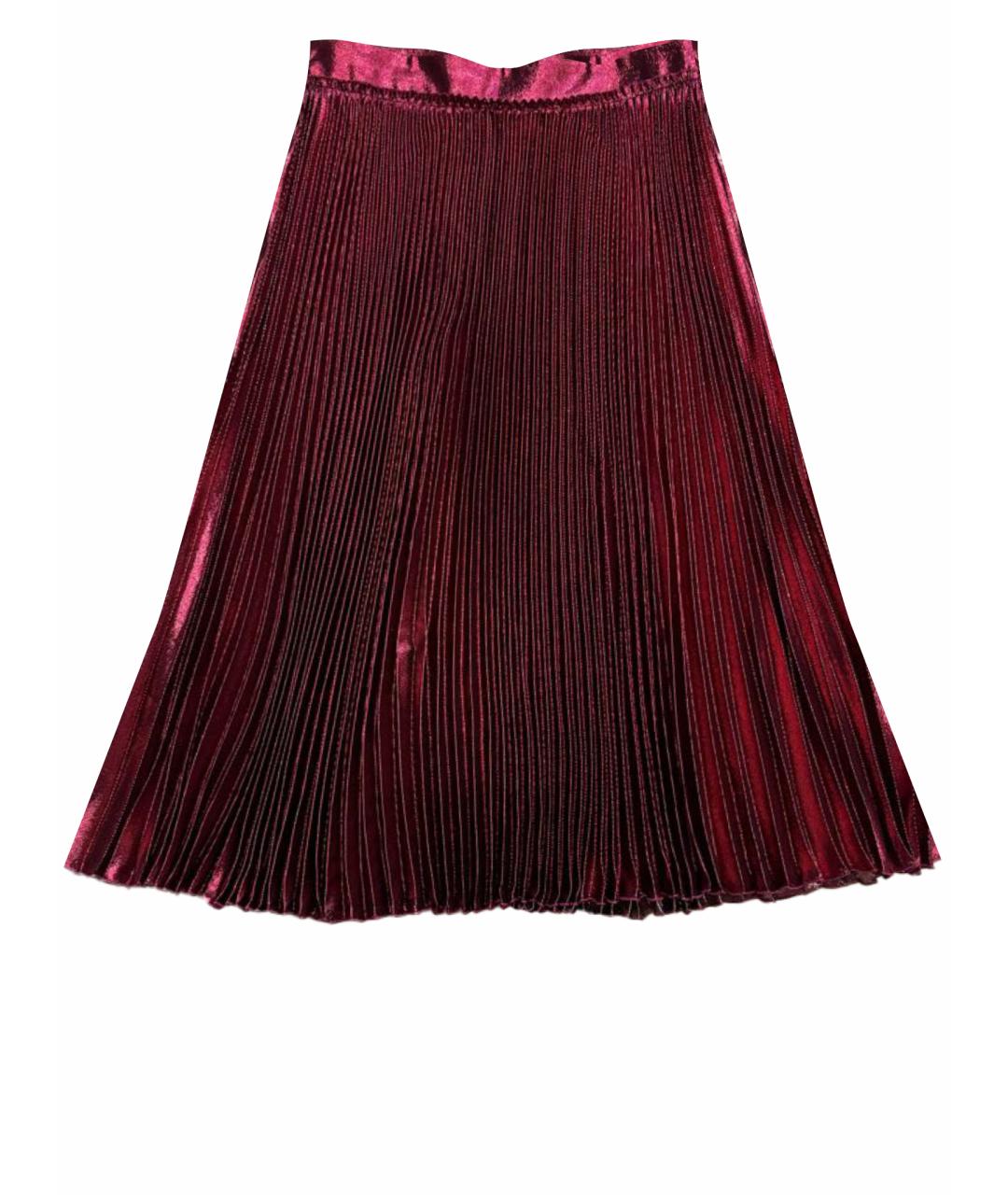 GUCCI Бордовая шелковая юбка миди, фото 1