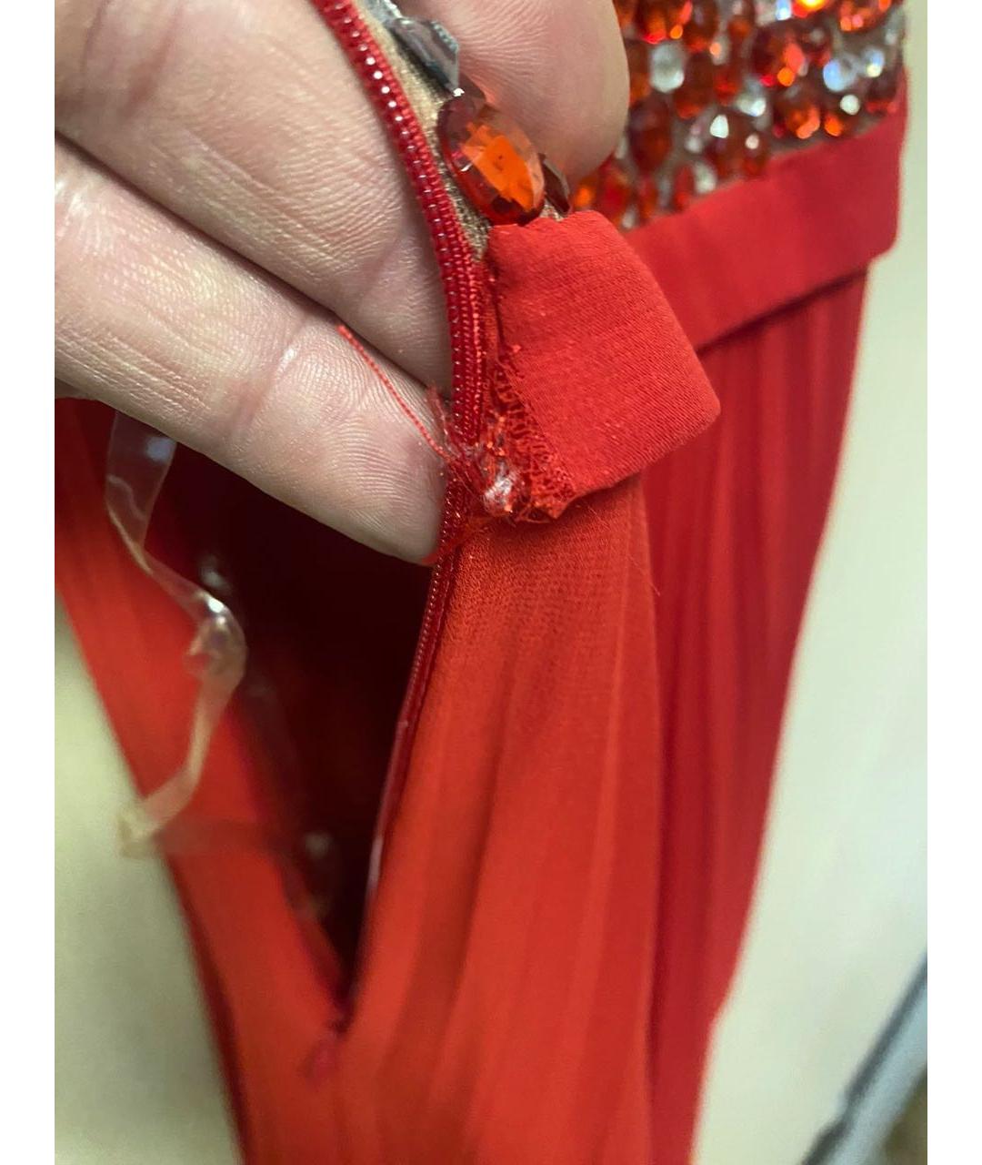 TARIK EDIZ Красное полиэстеровое вечернее платье, фото 5