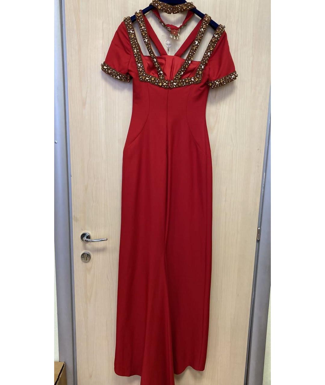 TARIK EDIZ Красное полиэстеровое вечернее платье, фото 4