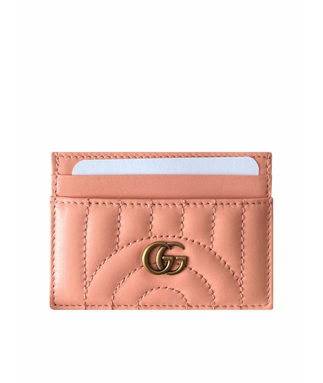 GUCCI Коралловый кожаный кардхолдер, фото 1