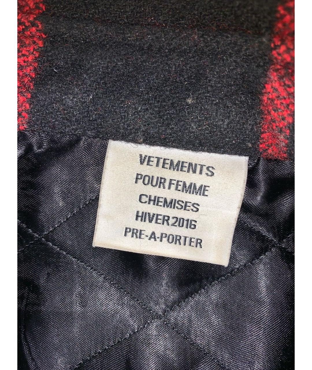 VETEMENTS Красная шерстяная кэжуал рубашка, фото 3