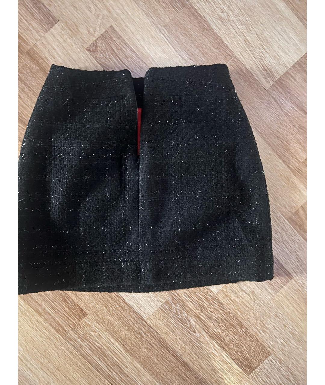 LES ANIMAUX Черная твидовая юбка мини, фото 2