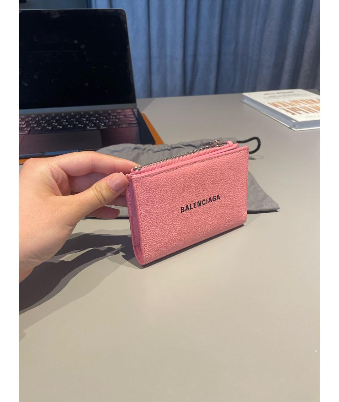 BALENCIAGA Розовый кожаный кошелек, фото 2