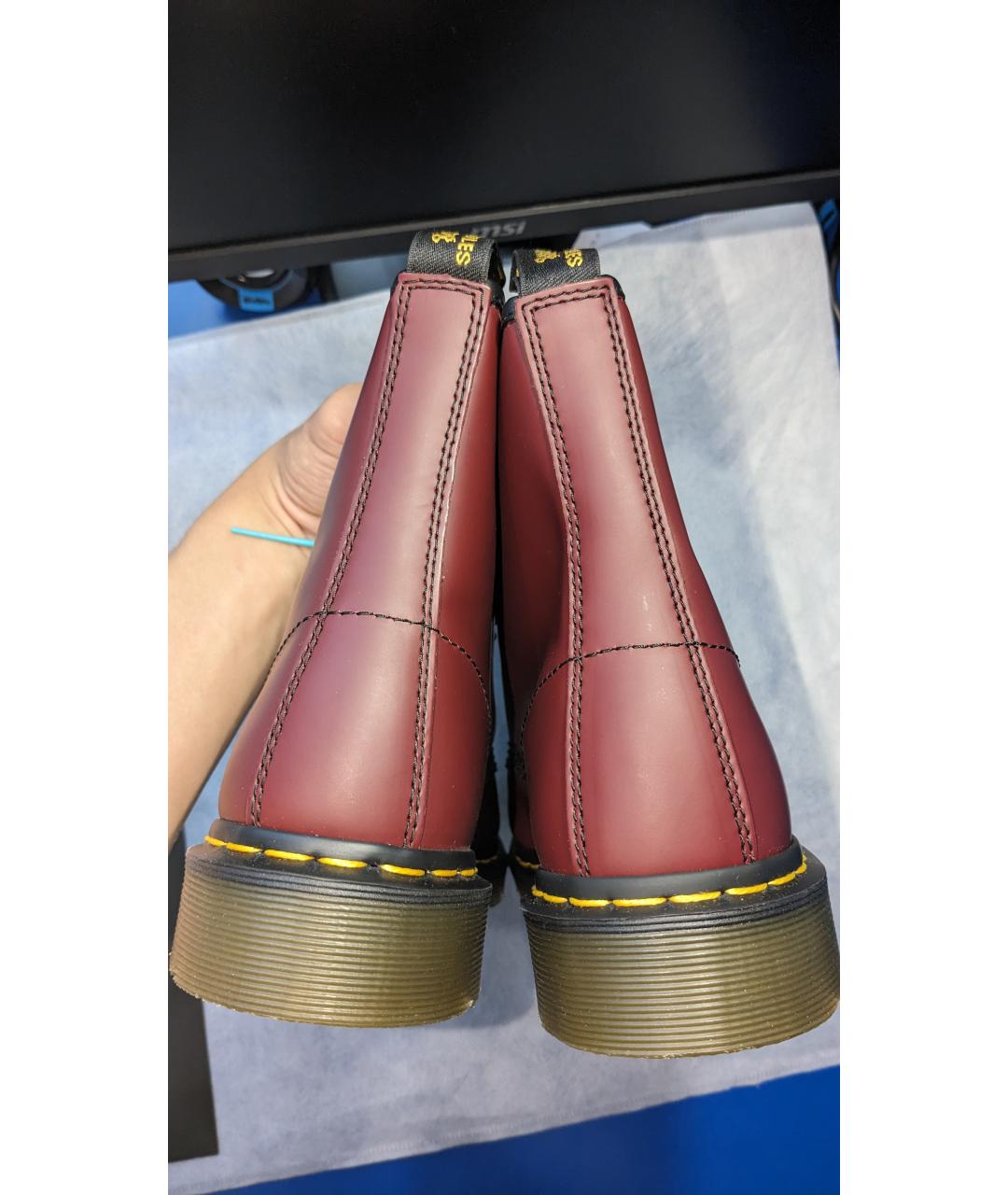 DR. MARTENS Бордовые кожаные высокие ботинки, фото 4