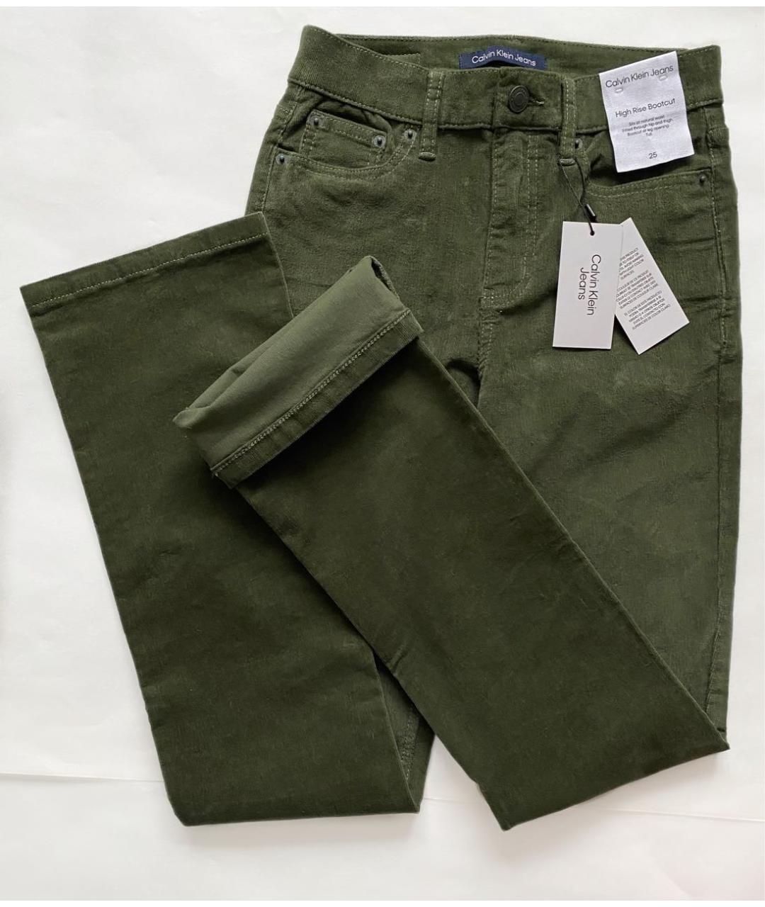 CALVIN KLEIN Зеленые хлопковые брюки широкие, фото 2