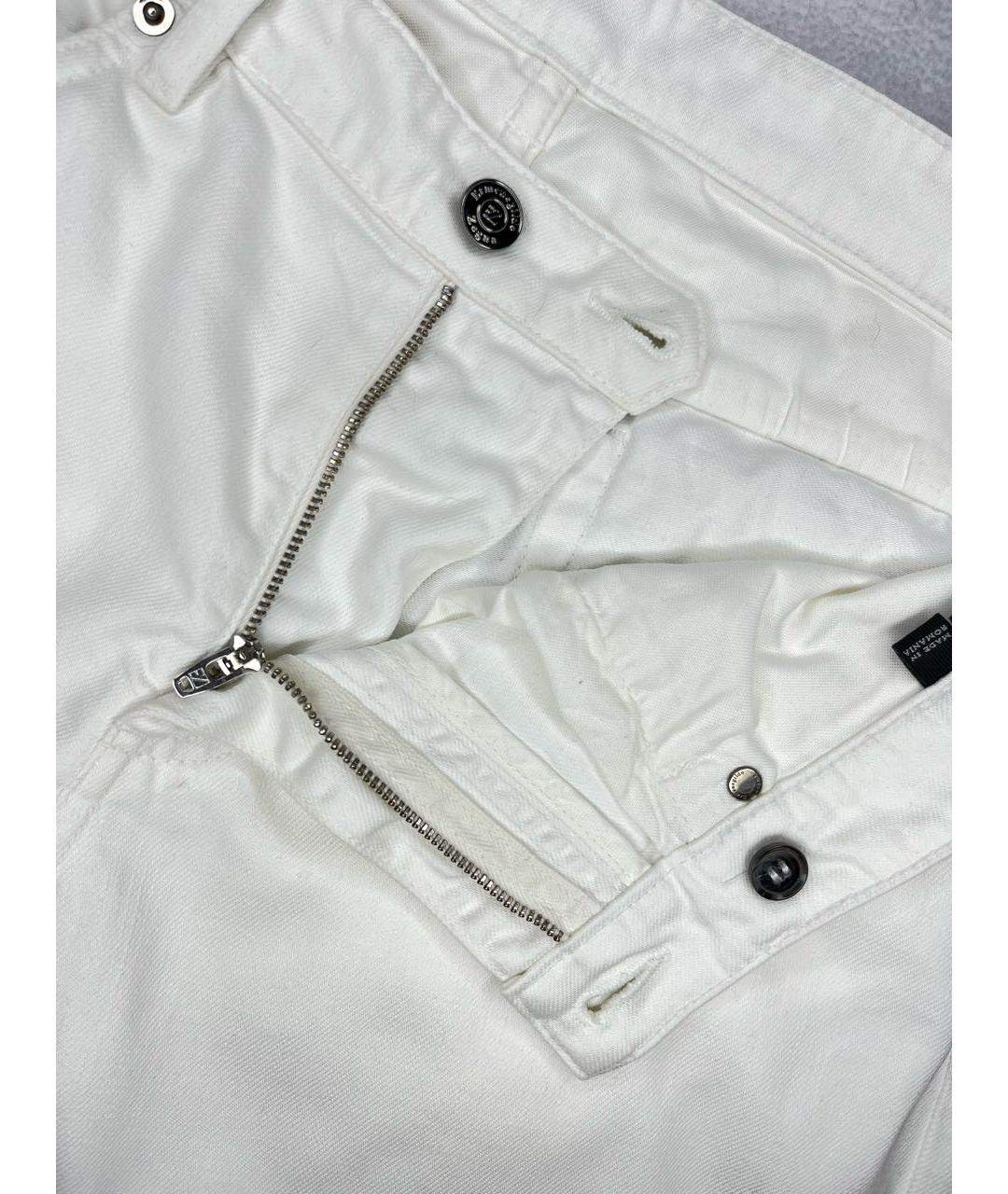 ERMENEGILDO ZEGNA Белые хлопко-лиоцелловые прямые джинсы, фото 4