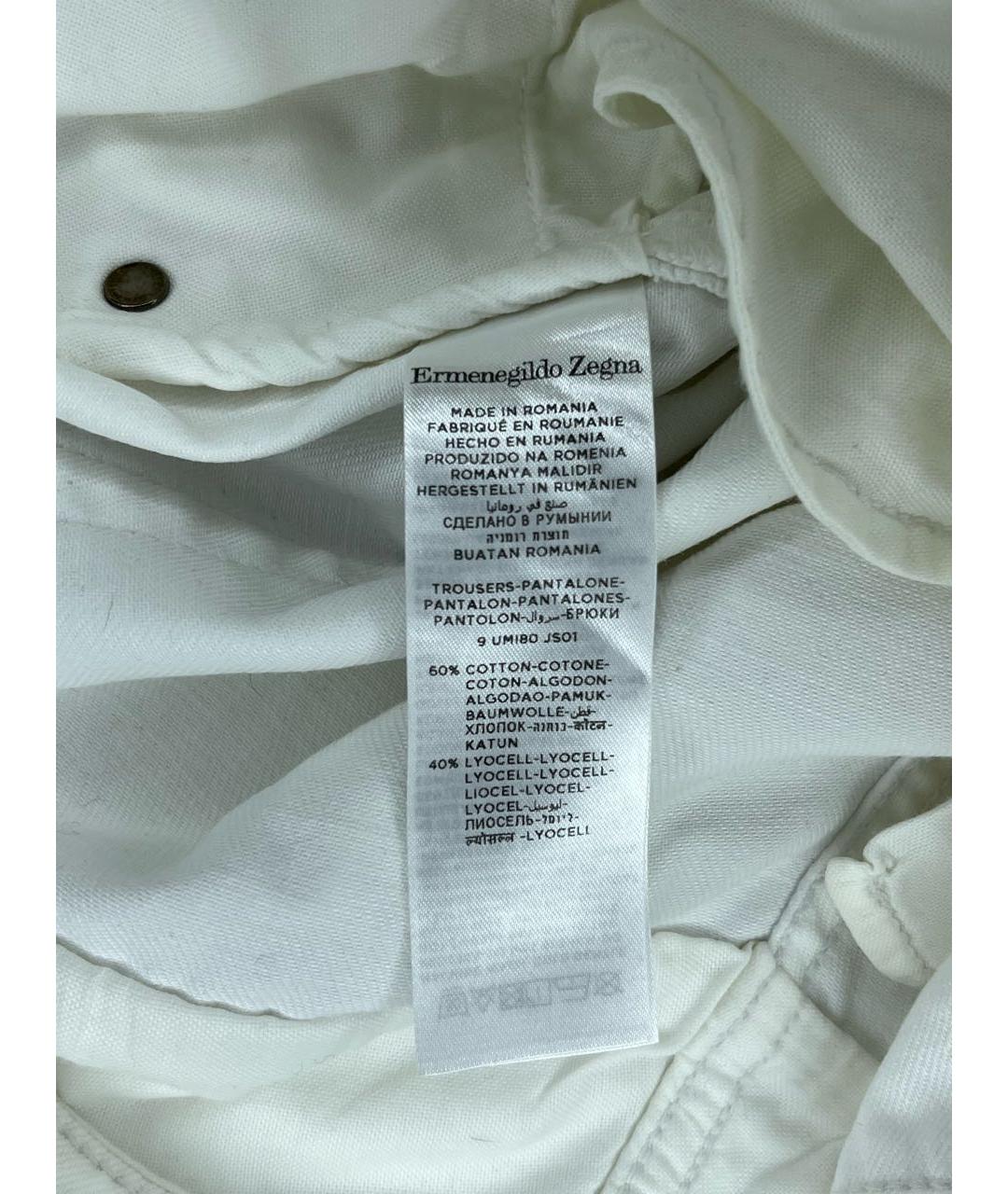 ERMENEGILDO ZEGNA Белые хлопко-лиоцелловые прямые джинсы, фото 7