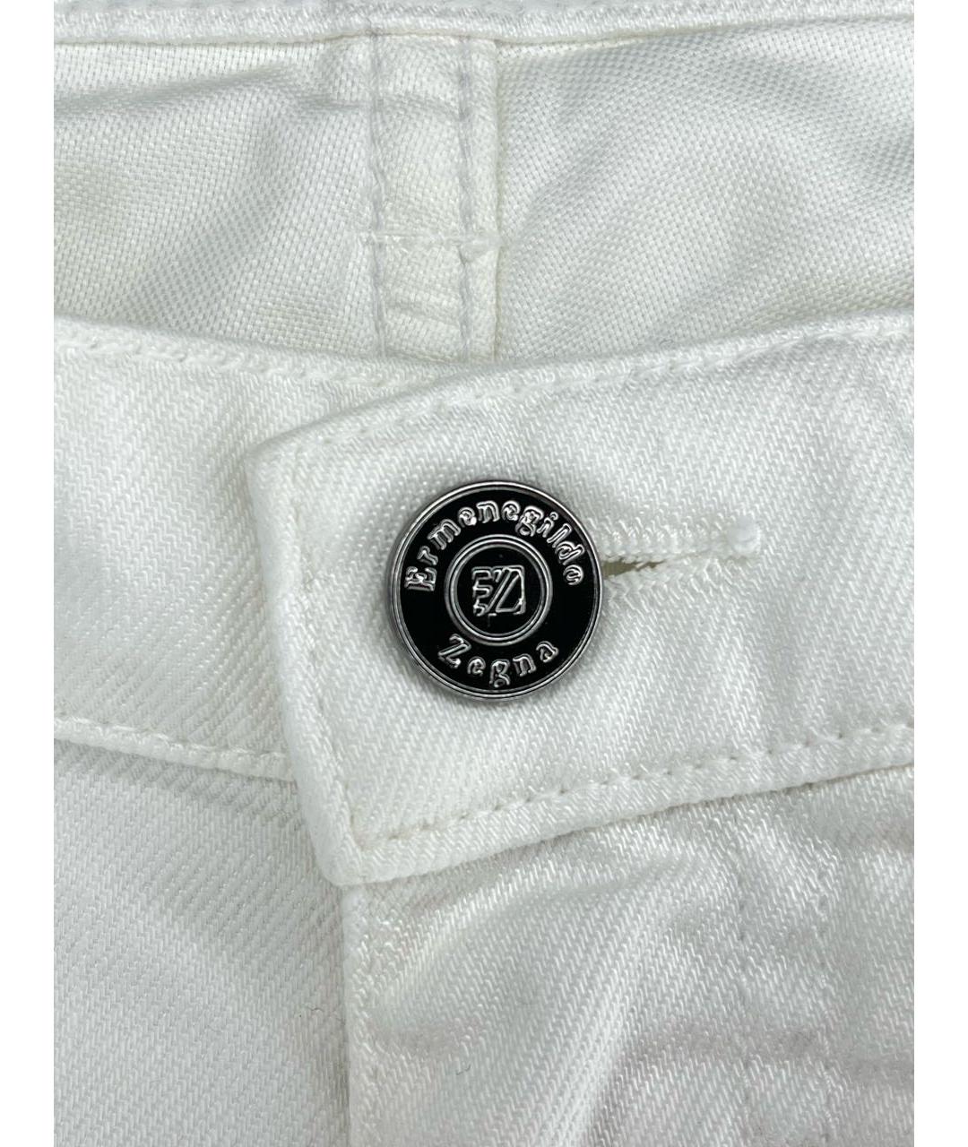 ERMENEGILDO ZEGNA Белые хлопко-лиоцелловые прямые джинсы, фото 3