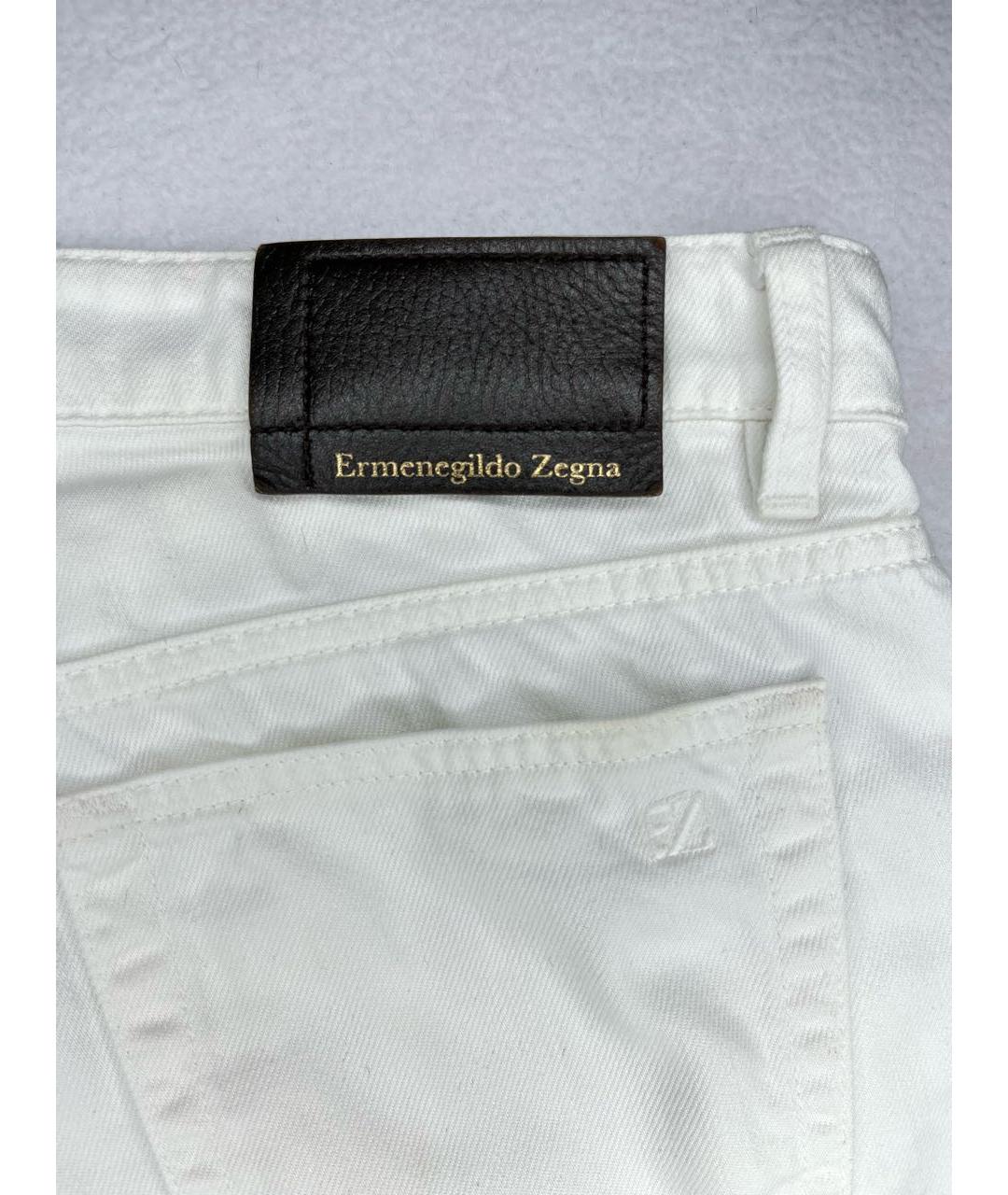 ERMENEGILDO ZEGNA Белые хлопко-лиоцелловые прямые джинсы, фото 5