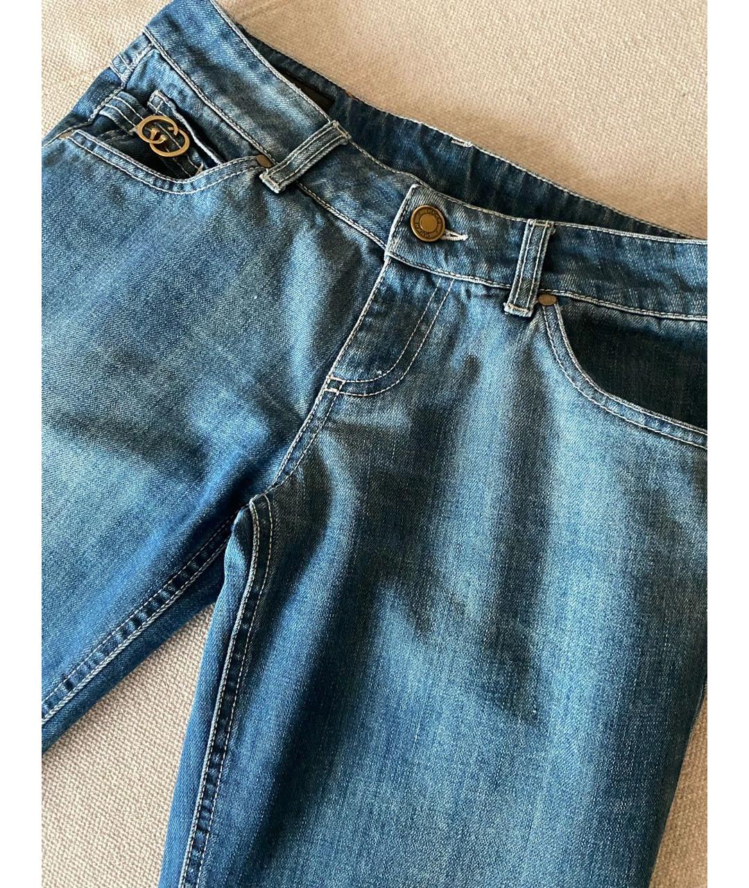 GUCCI Синие хлопковые джинсы клеш, фото 3