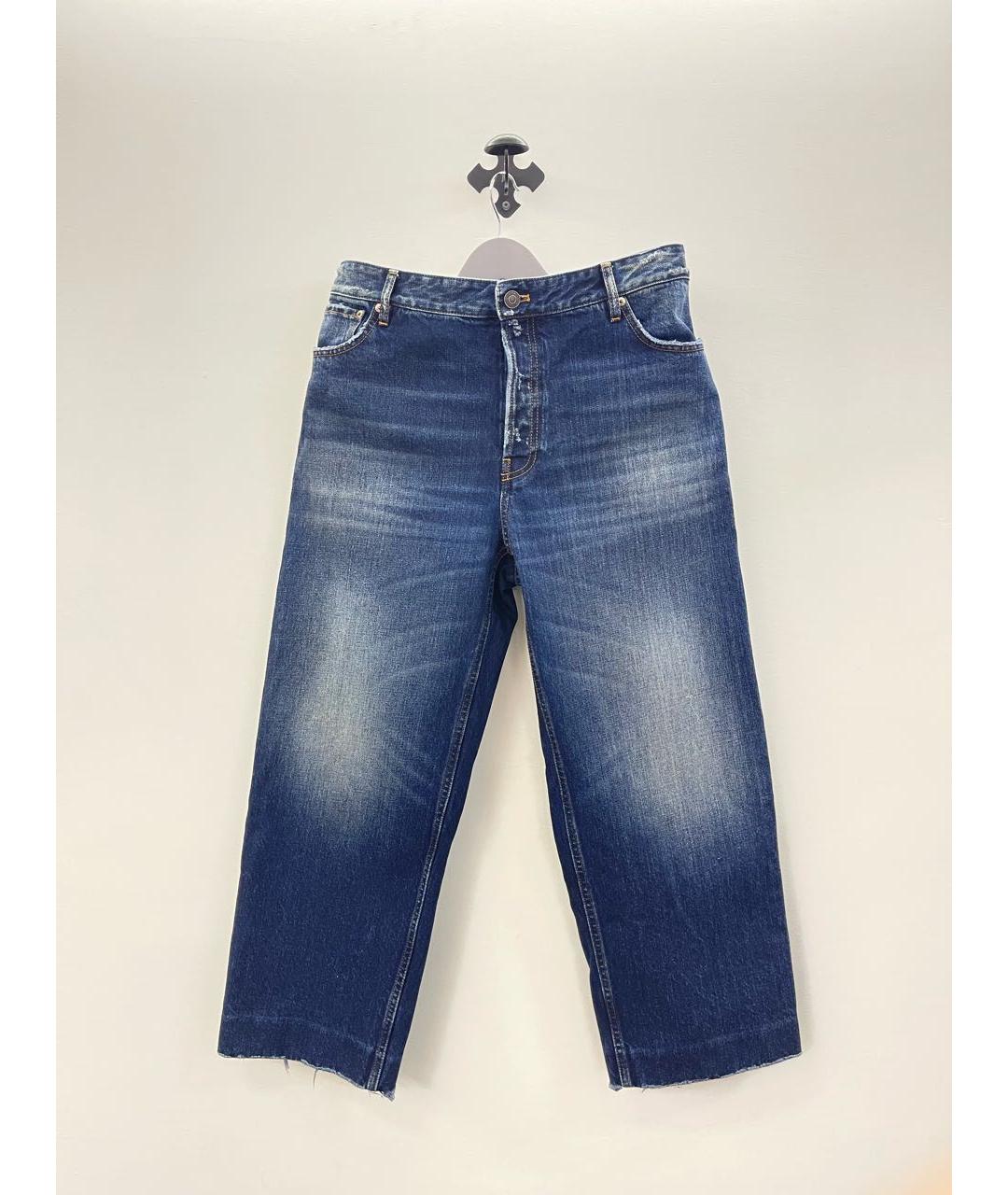 BALENCIAGA Темно-синие хлопковые прямые джинсы, фото 9