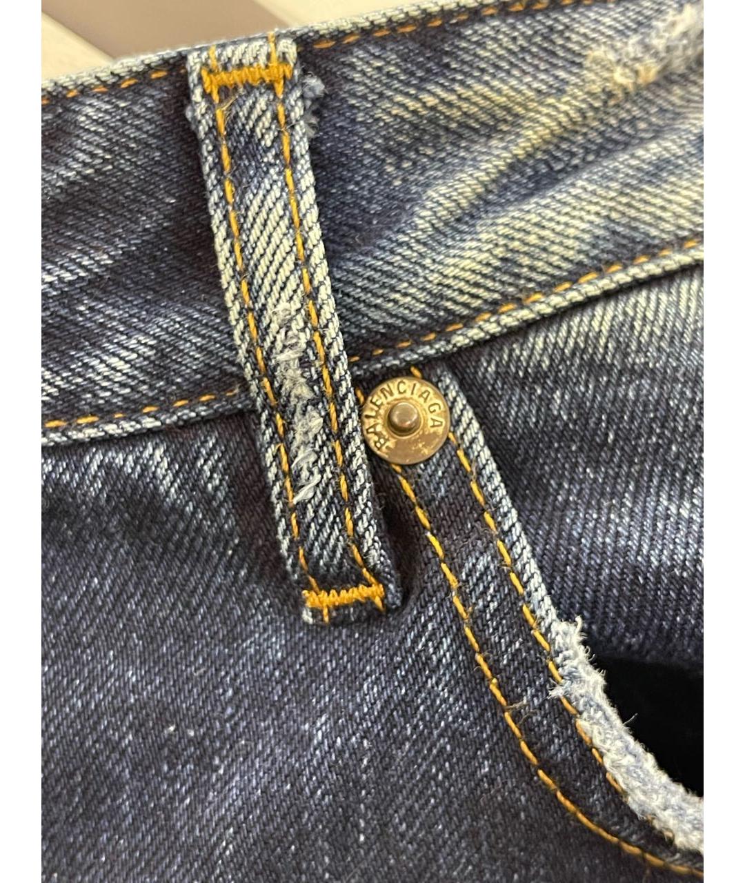 BALENCIAGA Темно-синие хлопковые прямые джинсы, фото 5