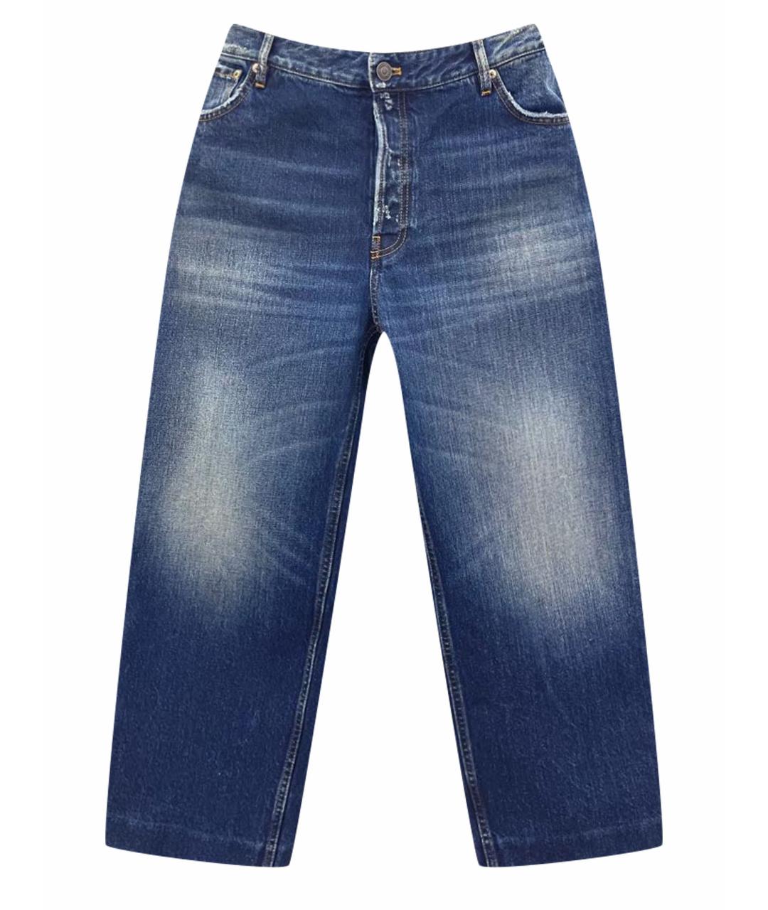 BALENCIAGA Темно-синие хлопковые прямые джинсы, фото 1