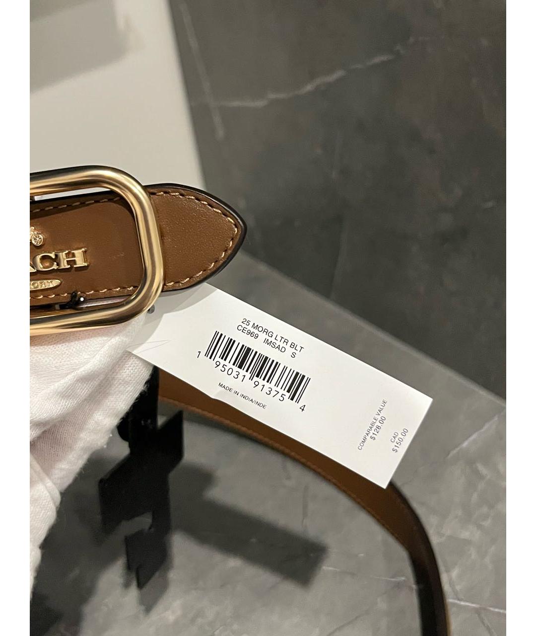 COACH Коричневый кожаный ремень, фото 4