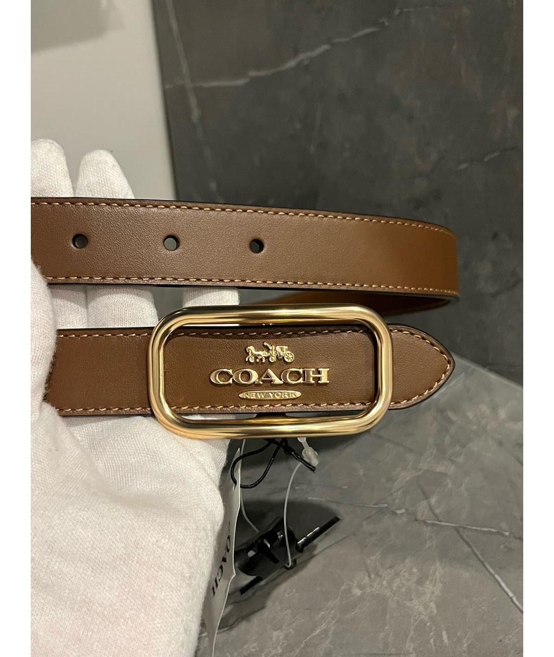 COACH Коричневый кожаный ремень, фото 2