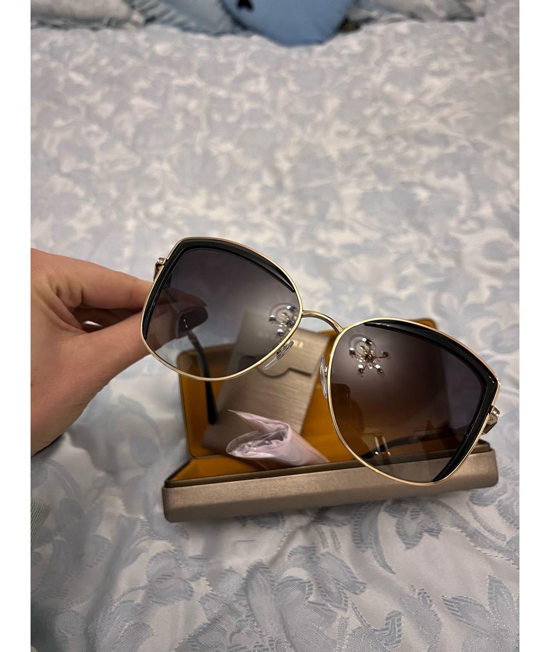 BVLGARI Черные металлические солнцезащитные очки, фото 4