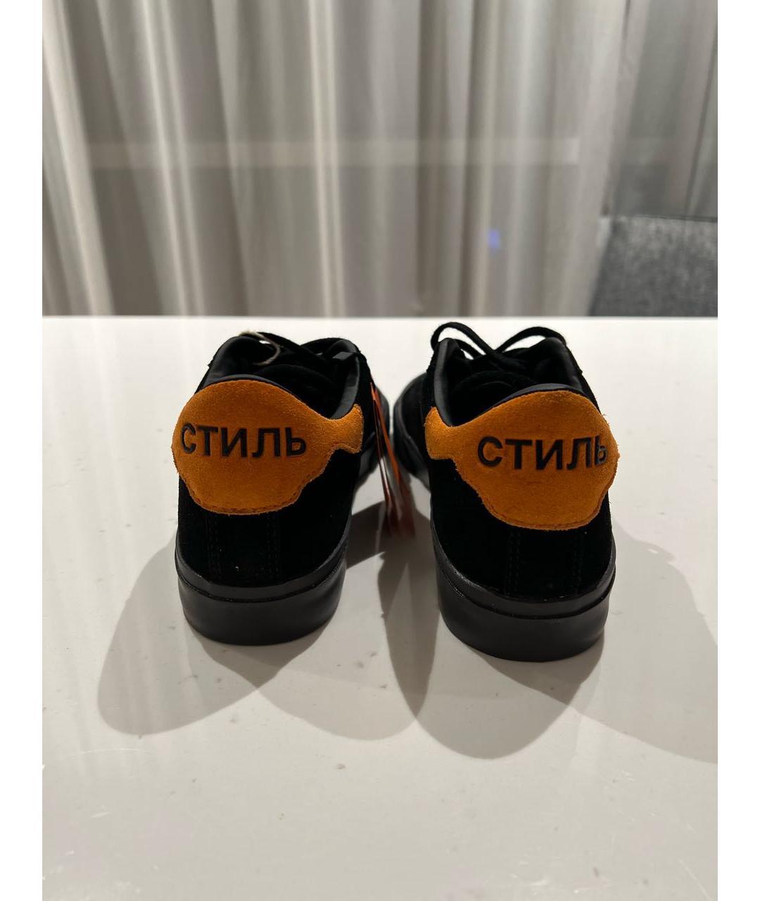 HERON PRESTON Черные замшевые низкие кроссовки / кеды, фото 4