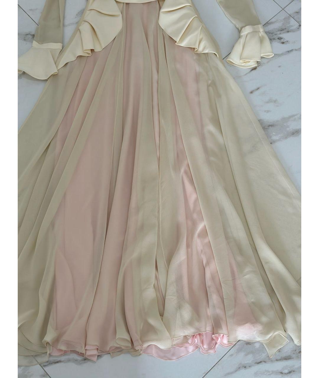 DANIELE CARLOTTA Бежевое шифоновое вечернее платье, фото 6