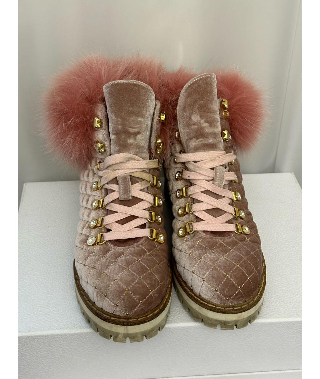 LE SILLA Розовые бархатные ботинки, фото 2
