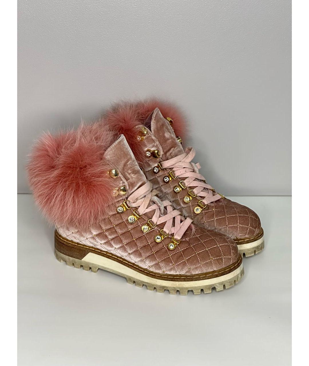 LE SILLA Розовые бархатные ботинки, фото 8