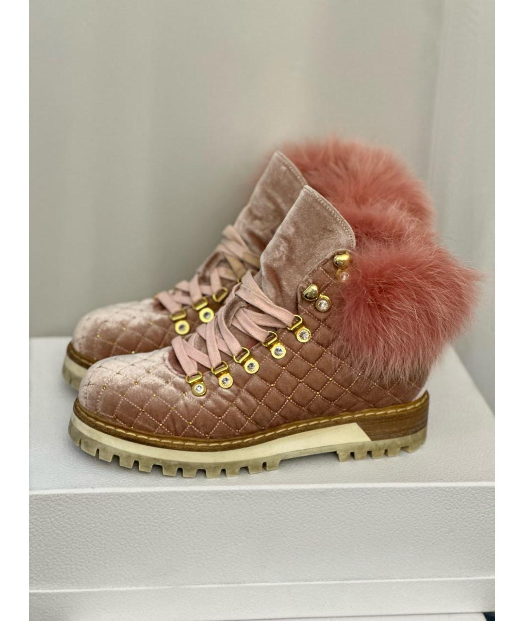LE SILLA Розовые бархатные ботинки, фото 9