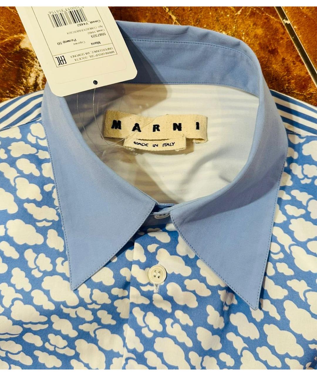 MARNI Голубая хлопковая кэжуал рубашка, фото 4
