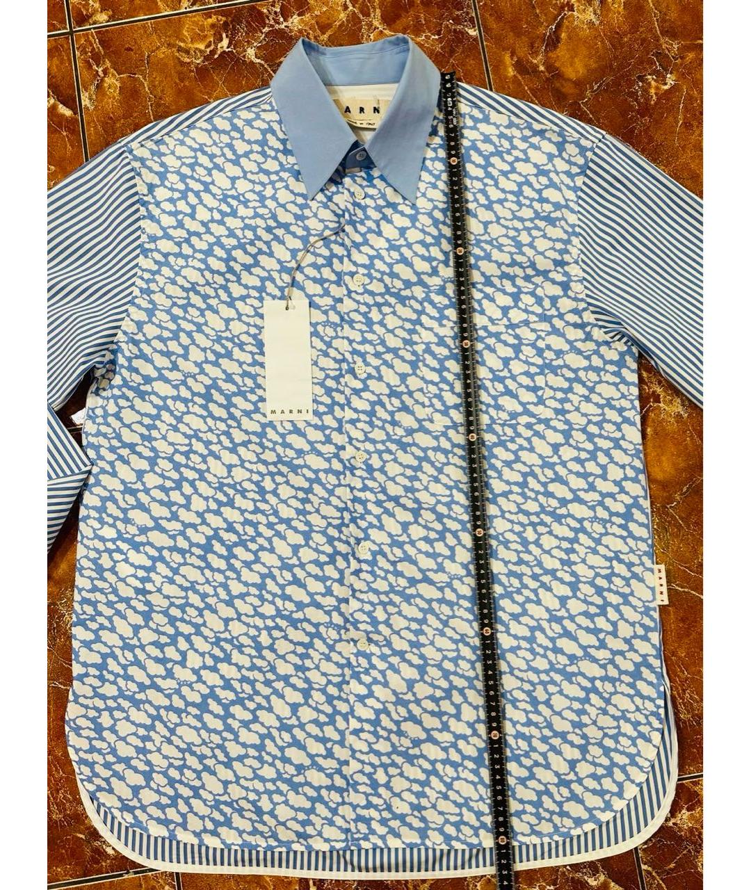 MARNI Голубая хлопковая кэжуал рубашка, фото 8