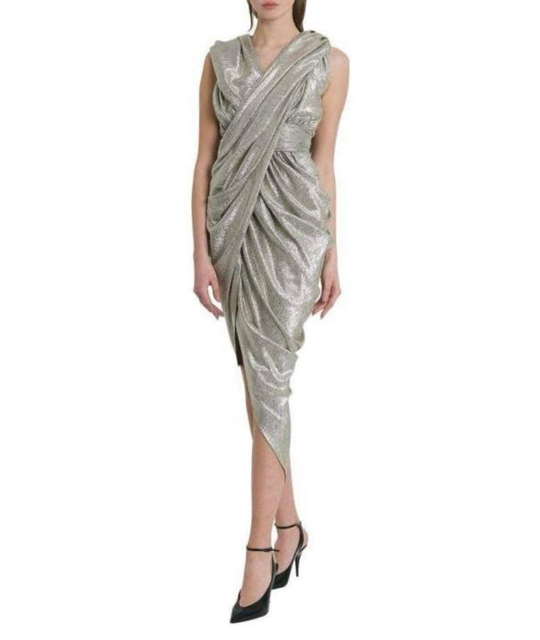 BALMAIN Серебряное полиэстеровое вечернее платье, фото 4