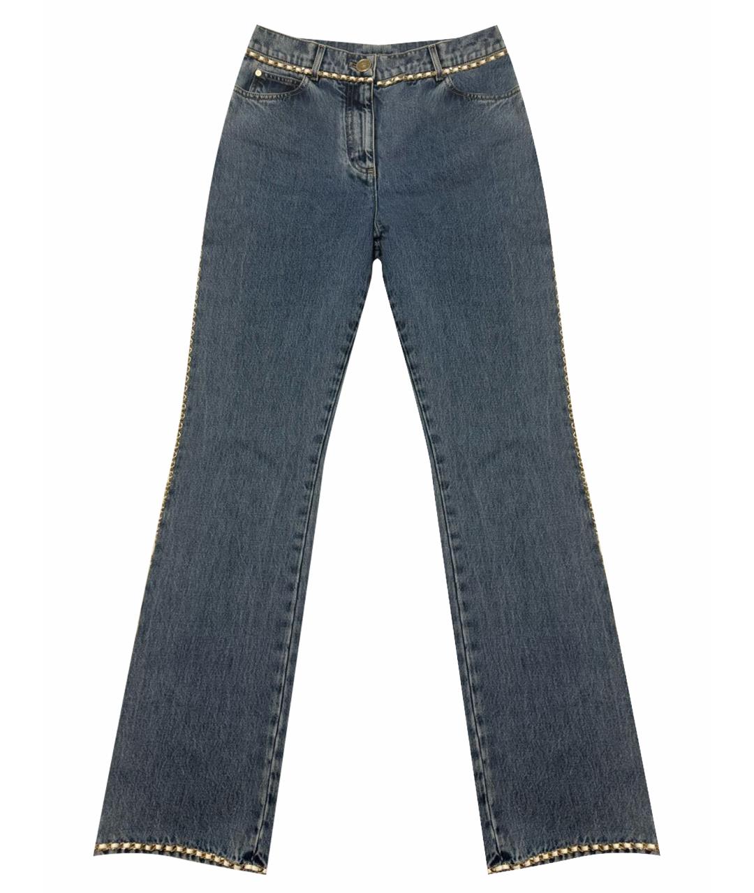CHANEL PRE-OWNED Синие хлопковые прямые джинсы, фото 1