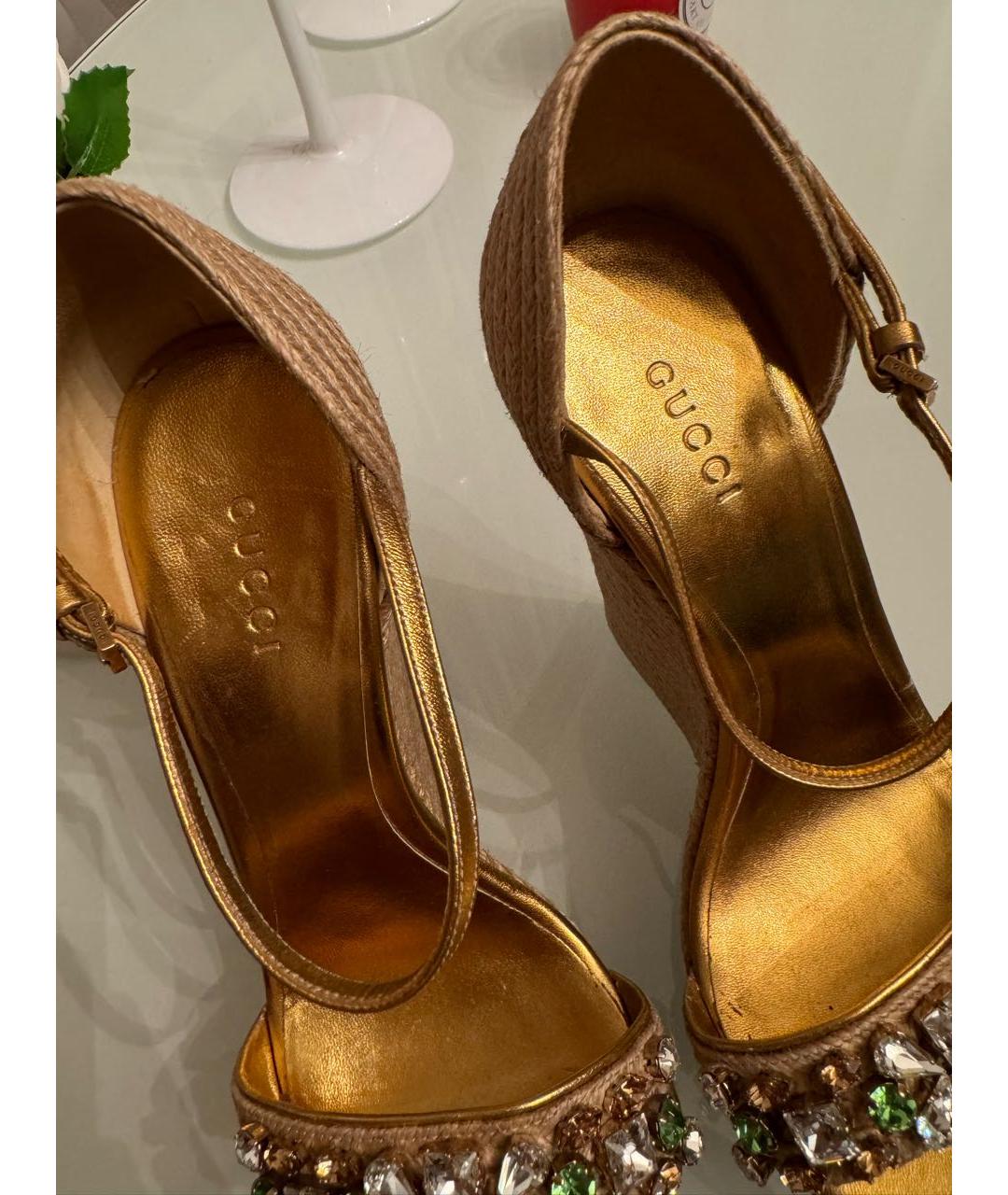 GUCCI Бежевые босоножки, фото 6