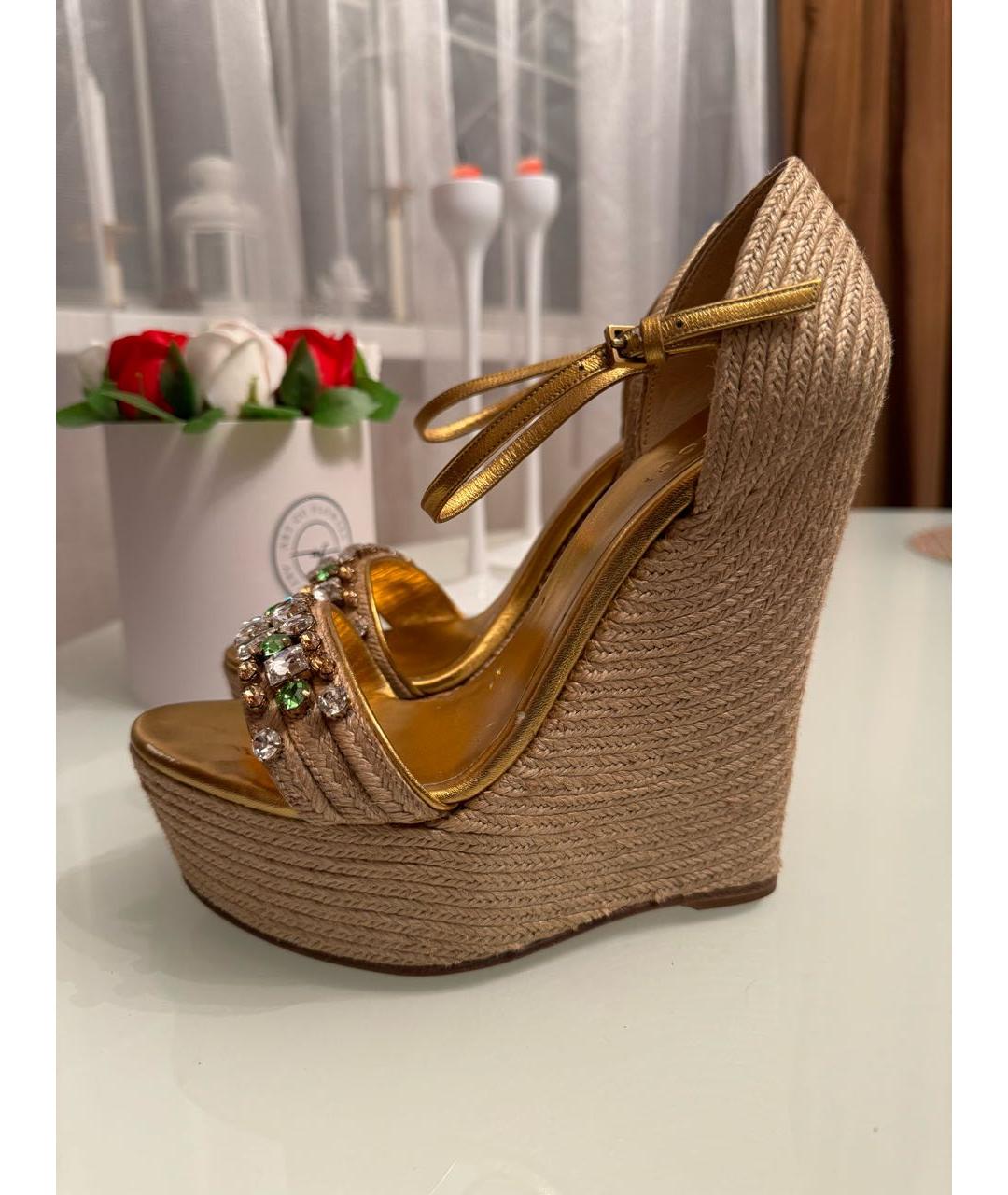 GUCCI Бежевые босоножки, фото 5