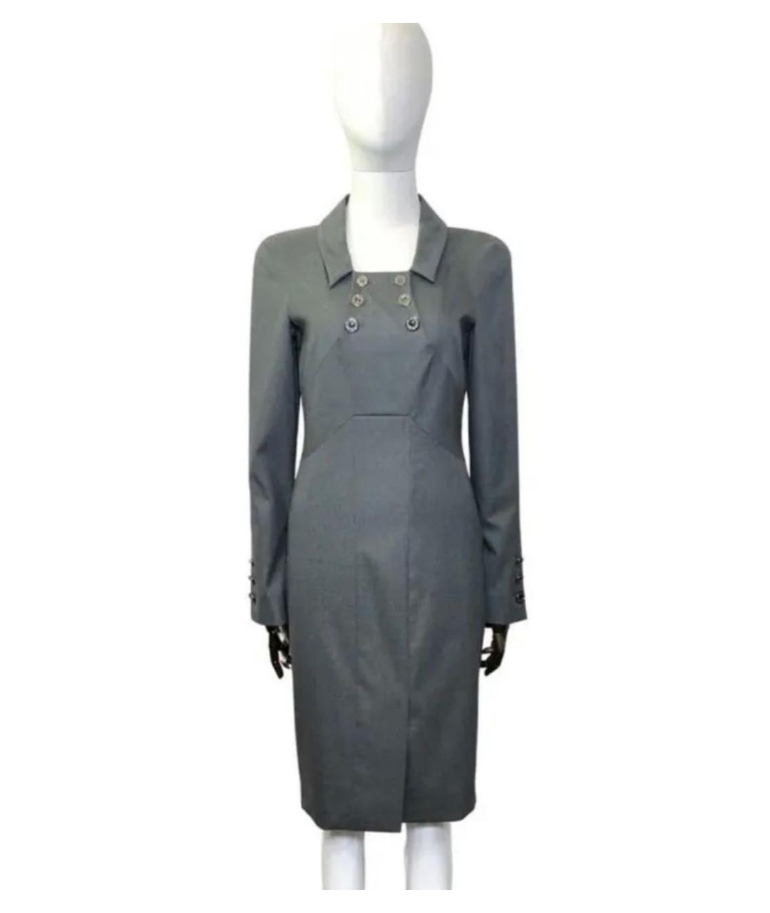CHANEL PRE-OWNED Серое шерстяное повседневное платье, фото 2