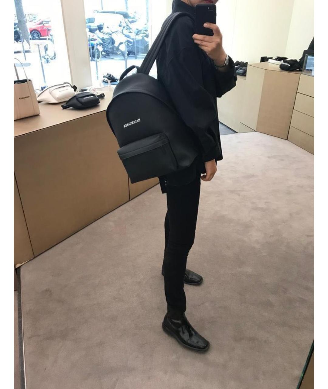 BALENCIAGA Черный кожаный рюкзак, фото 5