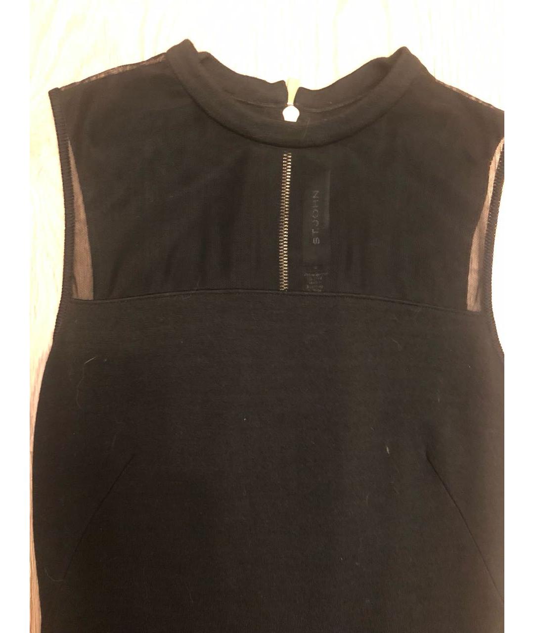 ST. JOHN Черное шерстяное повседневное платье, фото 4