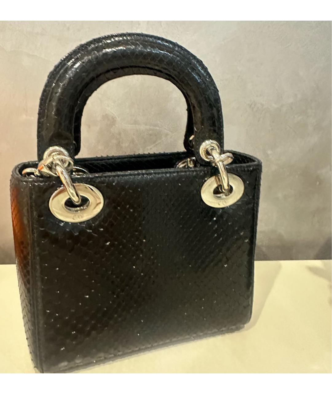 CHRISTIAN DIOR PRE-OWNED Черная сумка с короткими ручками из экзотической кожи, фото 3