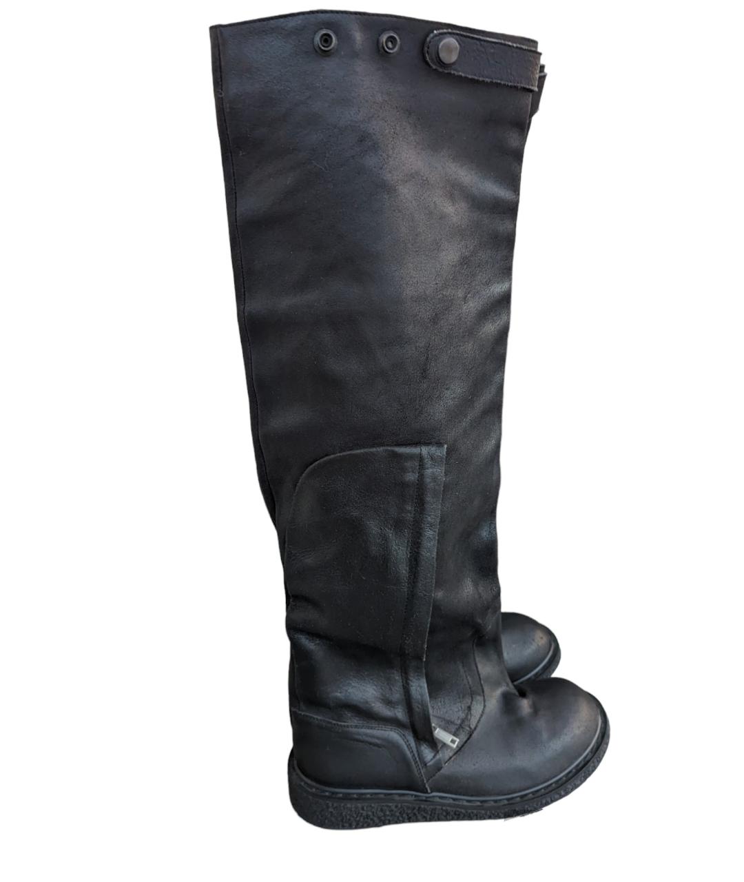 RICK OWENS Черные кожаные ботфорты, фото 4