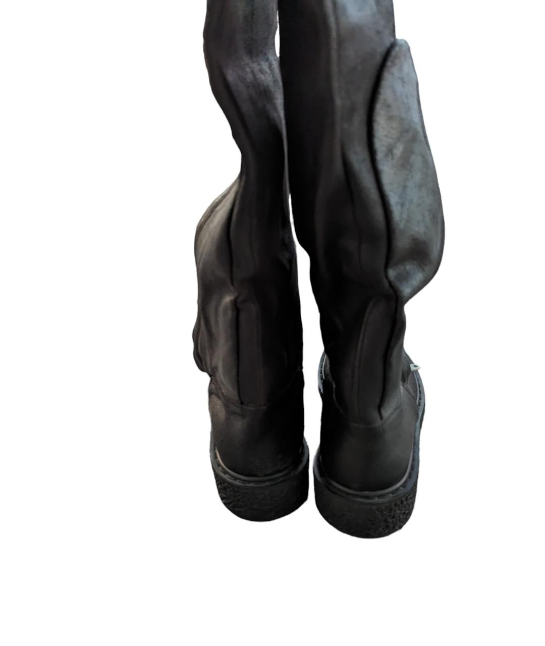 RICK OWENS Черные кожаные ботфорты, фото 3