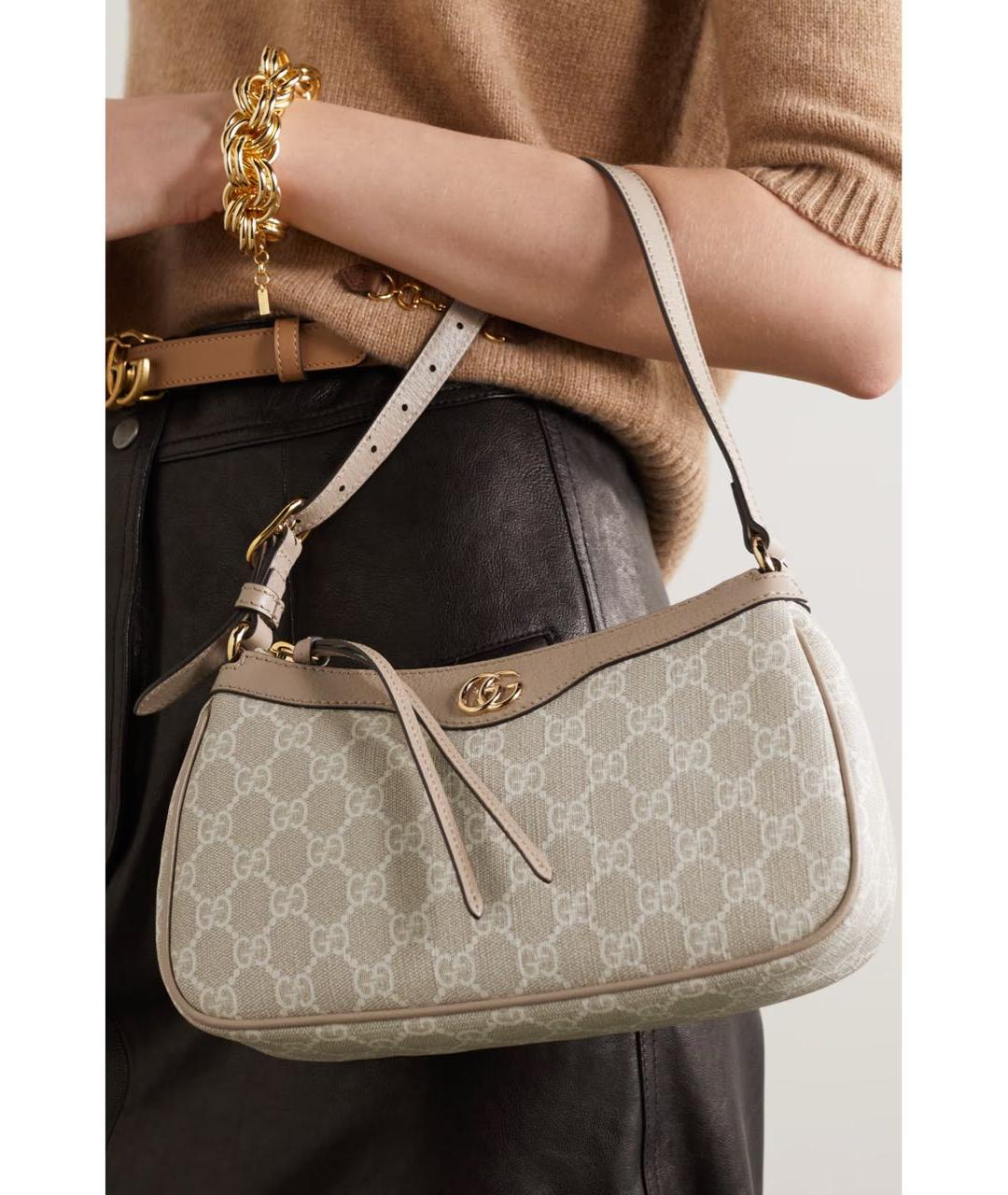 GUCCI Бежевая кожаная сумка через плечо, фото 7