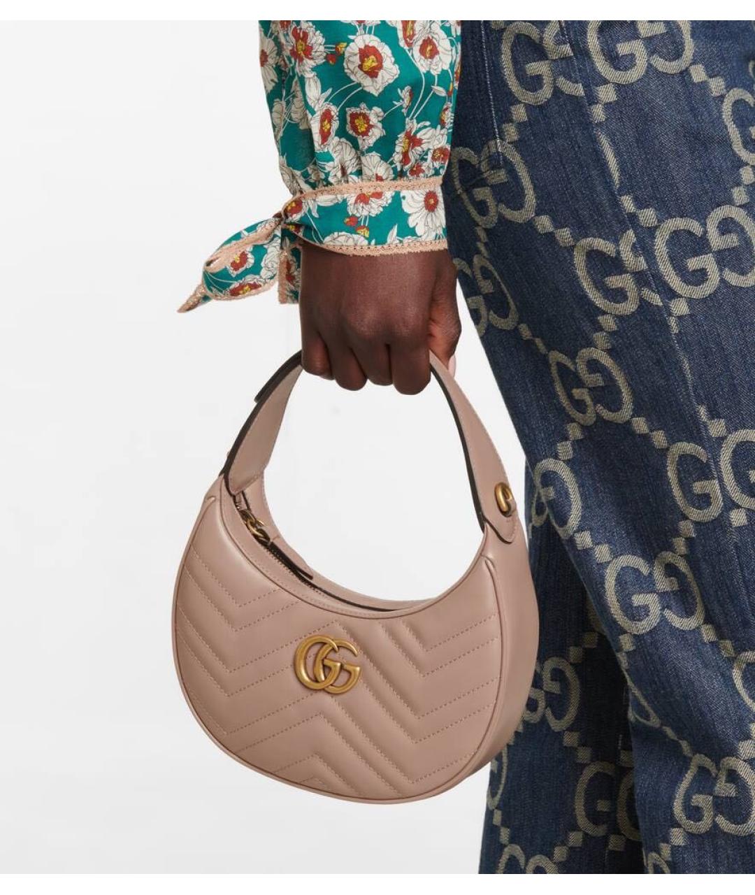 GUCCI Бежевая кожаная сумка через плечо, фото 6